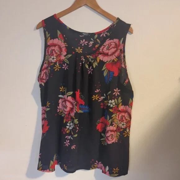 Zeagoo Sleeveless Floral Chiffon Top Size XL - Chic Style - Picture 2 of 7